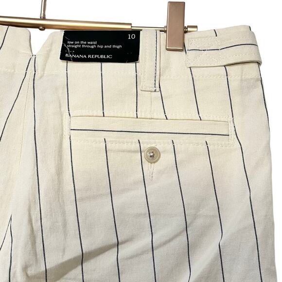 Banana Republic Linen Blend Stripe Bermuda Shorts Size 10 White Coastal Nautical - Picture 5 of 9